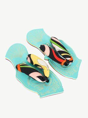 Pucci SS23 Nero & Rosso Marmo-Print Scuba Thong Sandals